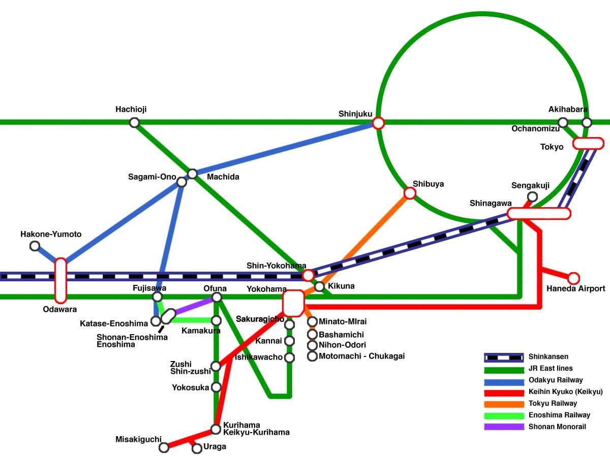 Yokohama line kort