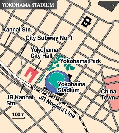 Kort af Yokohama stadion