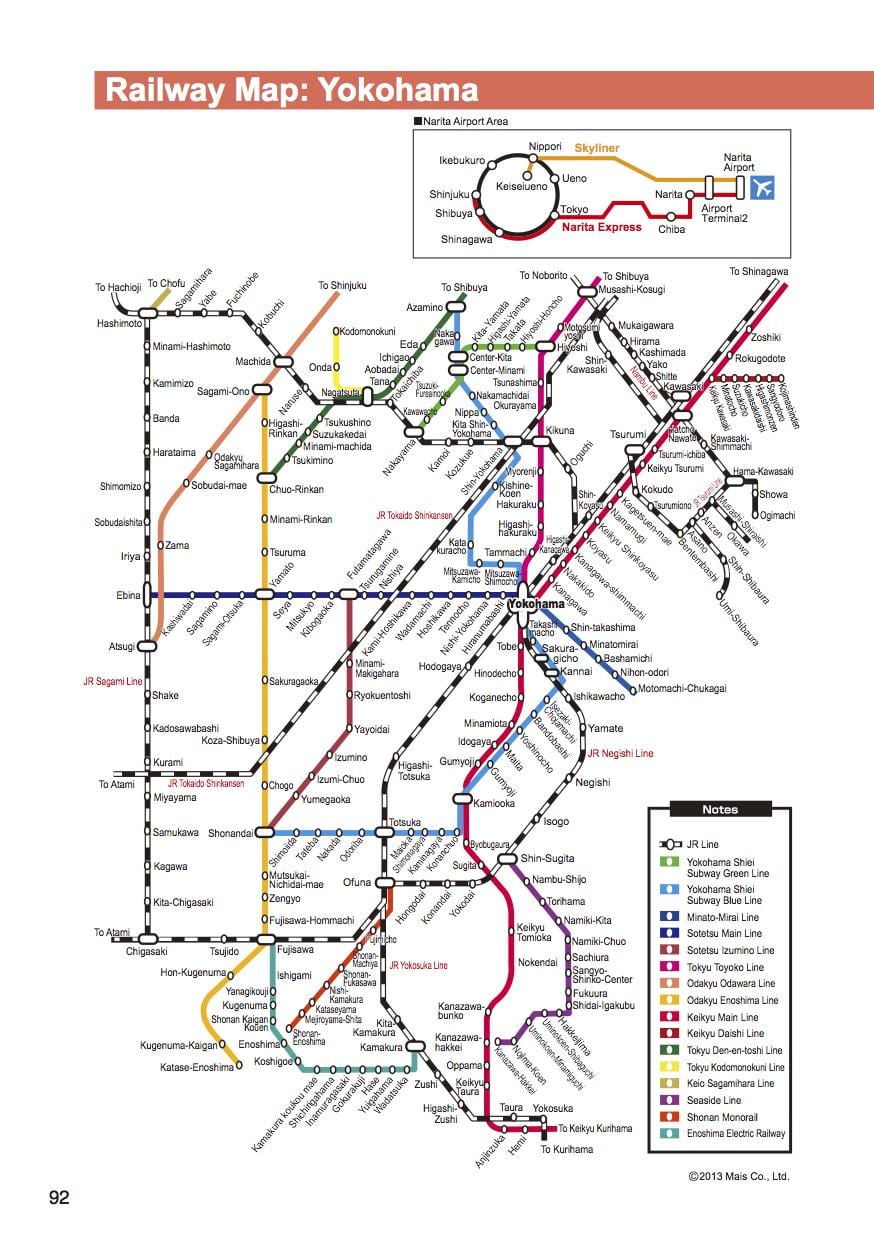 Tokyo-Yokohama tog kort