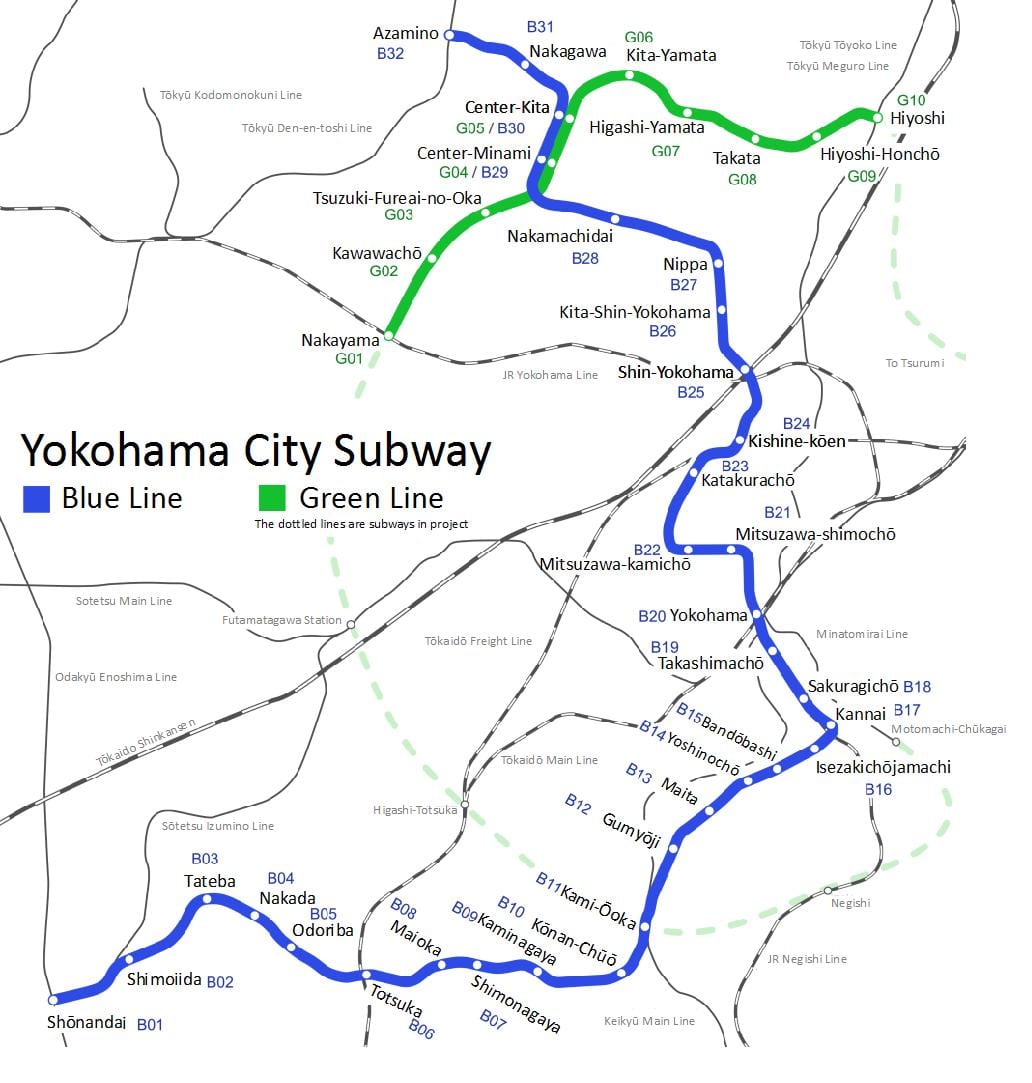Yokohama metro kort