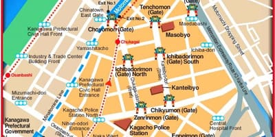 Kort af Yokohama og Tokyo